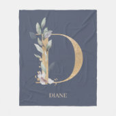 Couverture Polaire D Monogramme Floral Personnalisé (Devant)