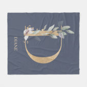 Couverture Polaire D Monogramme Floral Personnalisé (Devant (Horizontal))