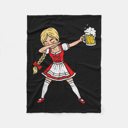 Couverture Polaire Dabbing Allemande Femmes Lederhosen Boire Bière (Devant)