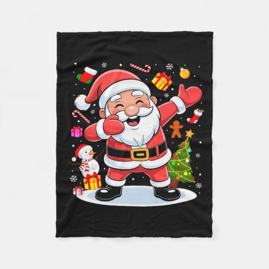 Couverture Polaire Dabbing Santa Claus Christmas Tree Lights Boys Kid (Devant)
