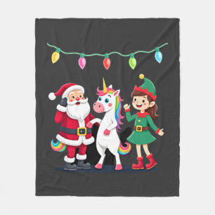 Couverture Polaire Dabbing Santa Elfe Licorne Noël Enfants Garçons Ho