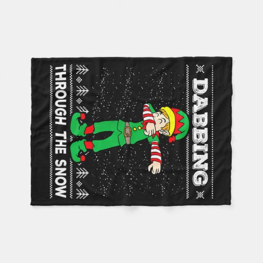 Couverture Polaire Dabbing Through The Snow Elf Dab Ugly Christmas Sw (Devant (Horizontal))