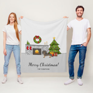 Couverture Polaire Dachshund à poil dur sanglier - Chambre de Noël
