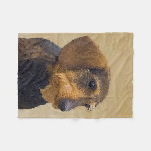 Couverture Polaire Dachshund (À poils durs) Peinture Chien Art origin (Devant (Horizontal))