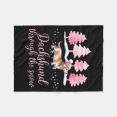 Couverture Polaire Dachshund à travers la neige Chien de Vienne Noël (Devant (Horizontal))