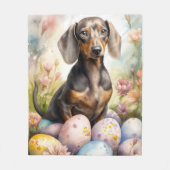 Couverture Polaire Dachshund avec œufs de Pâques (Devant)