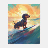 Couverture Polaire Dachshund Beach Surf Peinture (Devant)