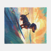 Couverture Polaire Dachshund Beach Surf Peinture (Devant (Horizontal))
