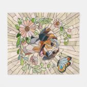 Couverture Polaire Dachshund chien - Doxie -mosaïque colorée (Devant (Horizontal))