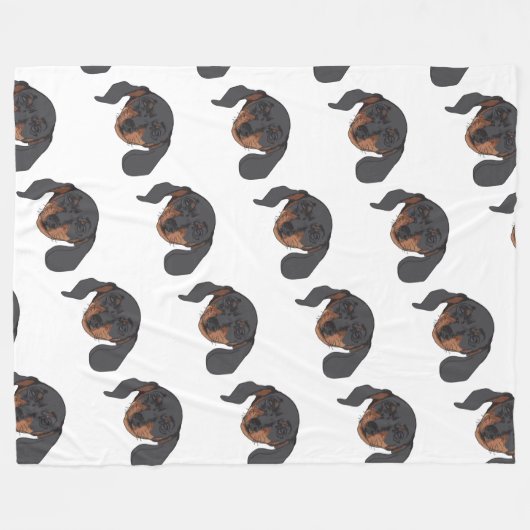 Couverture Polaire Dachshund chien Portrait (Devant (Horizontal))