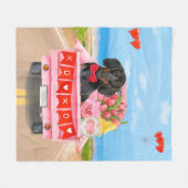 Couverture Polaire Dachshund Chien Saint-Valentin Coeurs de Camion (Devant (Horizontal))