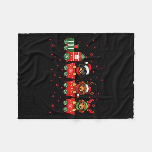 Couverture Polaire Dachshund Christmas Dog Lights Santa Xmas Pet Dog (Devant (Horizontal))