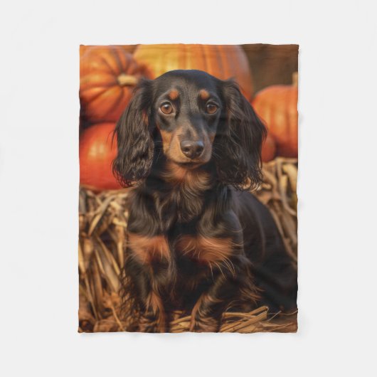 Couverture Polaire Dachshund d'automne (Devant)