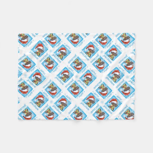 Couverture Polaire Dachshund de Noël (Devant (Horizontal))