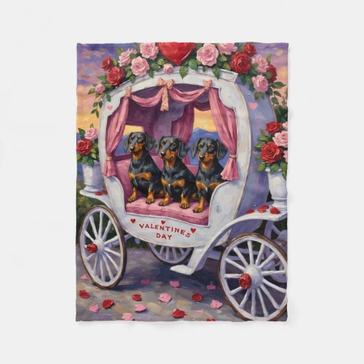 Couverture Polaire Dachshund Dog Valentine's Day (Devant)