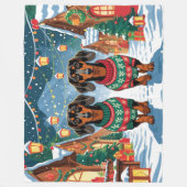 Couverture Polaire Dachshund Dogs Christmas Snow Holiday (Devant)