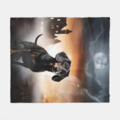 Couverture Polaire Dachshund Halloween effroi (Devant (Horizontal))