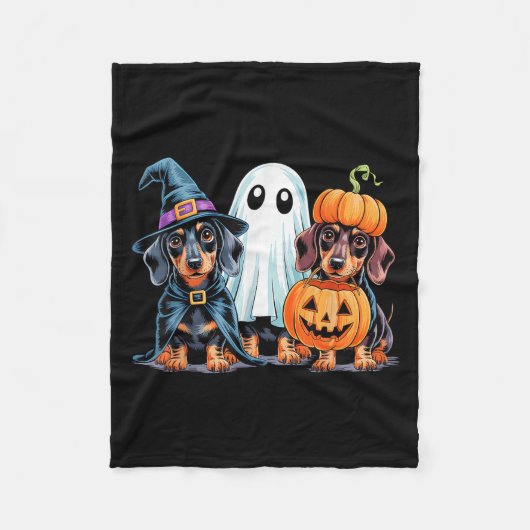 Couverture Polaire Dachshund Halloween Funny Wiener Dog Pumpkin Weeni (Devant)