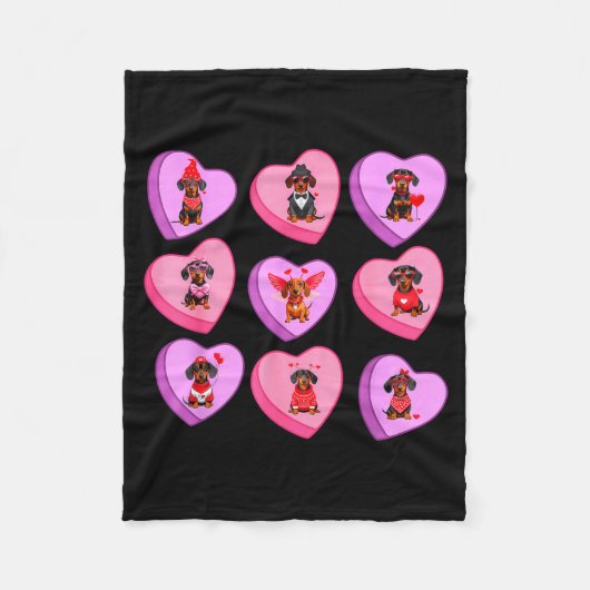 Couverture Polaire Dachshund Hearts Candy Valentines Weiner Dog Pet L (Devant)
