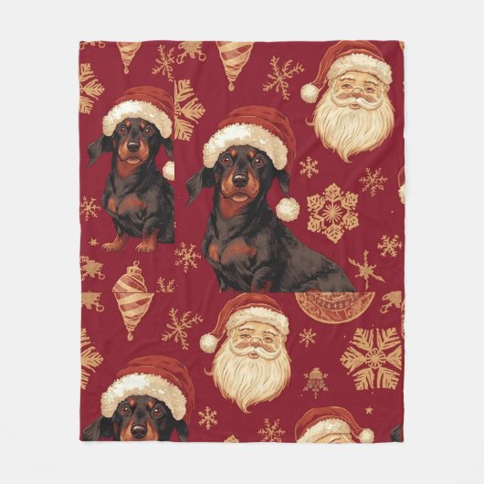 Couverture Polaire Dachshund Noël (Devant)
