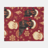 Couverture Polaire Dachshund Noël (Devant (Horizontal))