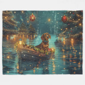 Couverture Polaire Dachshund Noël Festive Voyage (Devant (Horizontal))