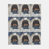 Couverture Polaire Dachshund noir et feu (Devant)