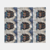 Couverture Polaire Dachshund noir et feu (Devant (Horizontal))