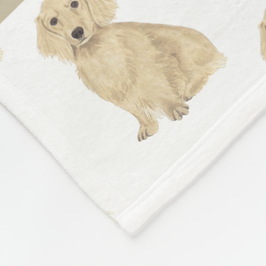 Couverture Polaire Dachshund personnalisé (à poil long, crème fauve) (Coin)