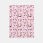Couverture Polaire Dachshund Pink Floral Blanket Wiener Chien Aimer (Devant)