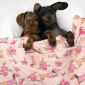 Couverture Polaire Dachshund Pink Floral Blanket Wiener Chien Aimer