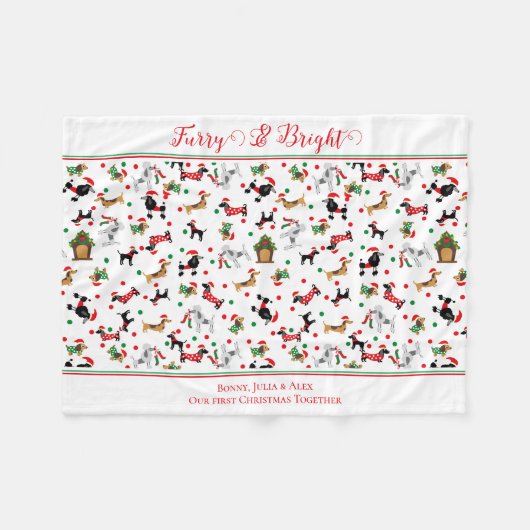 Couverture Polaire Dachshund Poodle Chien Furry brillant Noël (Devant (Horizontal))