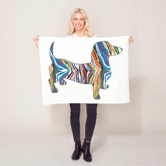 Couverture Polaire Dachshund psychédélique (En situation)