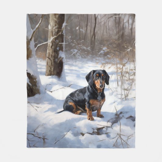 Couverture Polaire Dachshund Qu'Il Neige Noël (Devant)