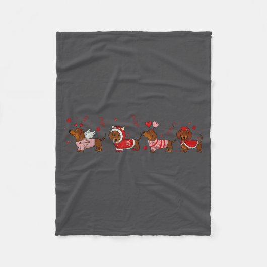 Couverture Polaire Dachshund Valentine Dachshund Valentine’s Day Saus (Devant)