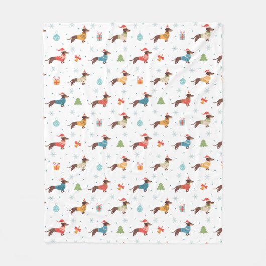 Couverture Polaire Dachshunds dans le Motif des pulls de Noël (Devant)