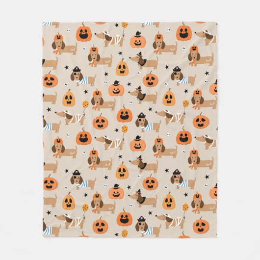 Couverture Polaire Dachshunds en Halloween Costumes Motif (Devant)