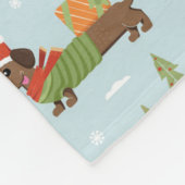 Couverture Polaire Dachshunds festifs dans le Motif de neige (Coin)