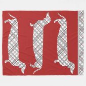 Couverture Polaire Dachshunds plaid sur Red Fleece (Devant (Horizontal))