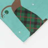 Couverture Polaire Dachshunts de Noël portant un chandail et un chape (Coin)