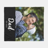 Couverture Polaire Dad Established Black Modern Script Photo  (Devant (Horizontal))