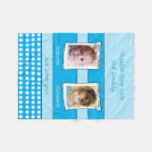 Couverture Polaire Daddy cuddle time 2 photos noms blanc bleu (Devant (Horizontal))