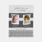 Couverture Polaire Daddy cuddle time 2 photos noms blanc gris (Devant)