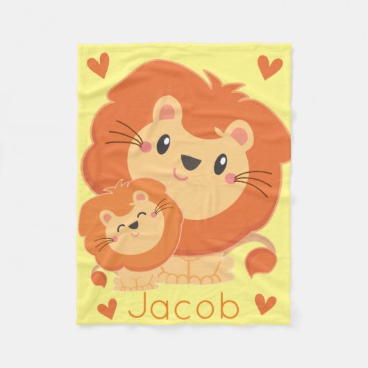 Couverture Polaire Daddy Lion & Cub Jungle Animaux Safari Nursery (Devant)
