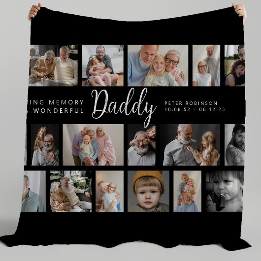 Couverture Polaire Daddy Memorial 18 Photo Collage