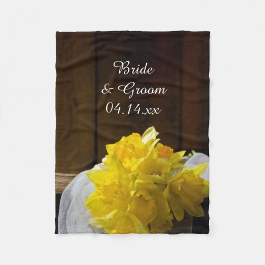 Couverture Polaire Daffodiles rustiques et Mariage campagnard en bois (Devant)
