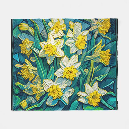 Couverture Polaire Daffodiques impressionnistes (Devant (Horizontal))