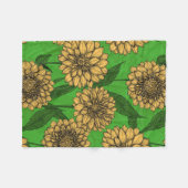 Couverture Polaire Dahlias en jaune et vert (Devant (Horizontal))
