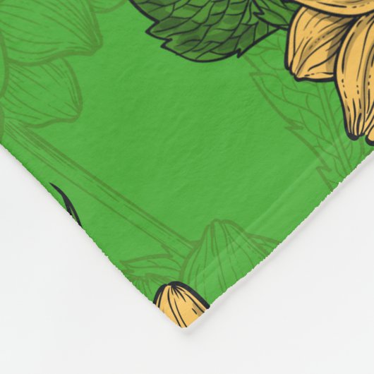Couverture Polaire Dahlias en jaune et vert (Coin)