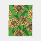 Couverture Polaire Dahlias en jaune et vert (Devant)